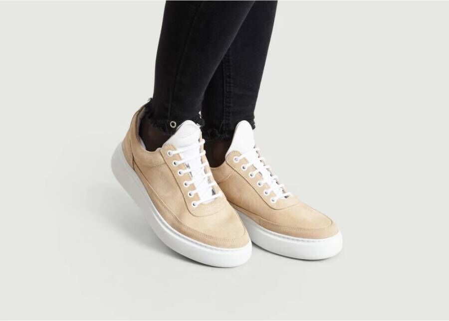 Filling Pieces Beige Suède Sleehak Sneakers Beige Dames