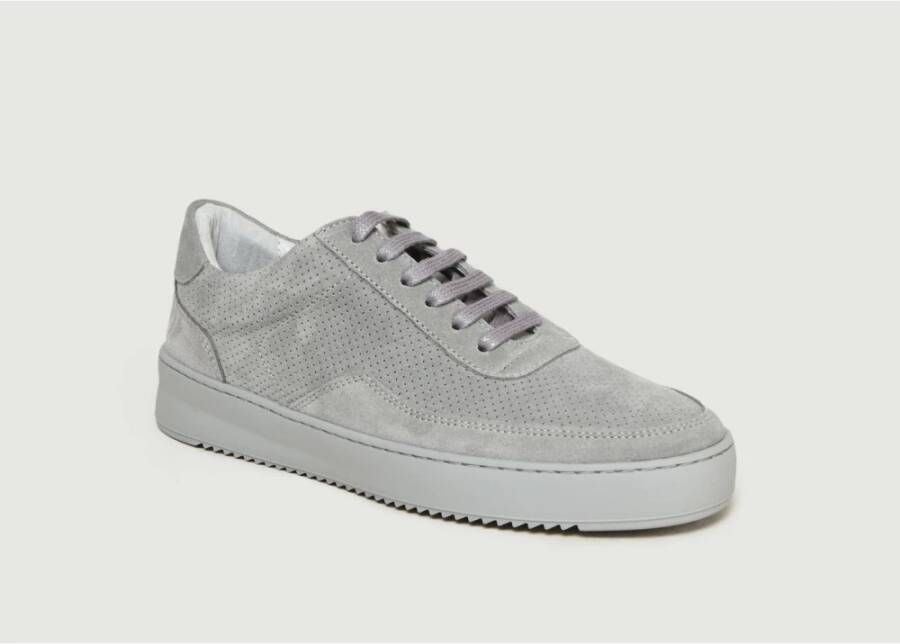 Filling Pieces Grijze Geperforeerde Suède Lage Top Trainers Gray Dames