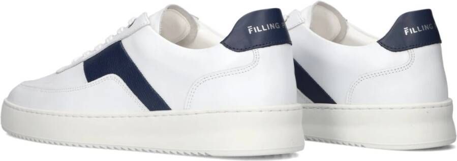 Filling Pieces Lage Top Blauwe Leren Sneakers White Dames