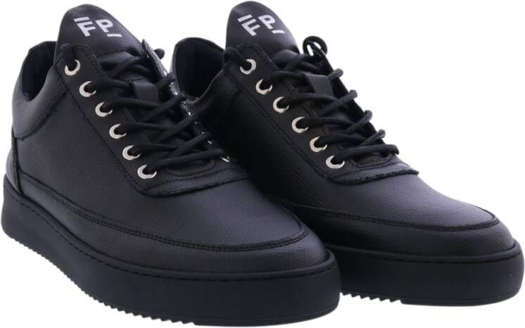 Filling Pieces Leren Low Top Crumbs Zwart Heren