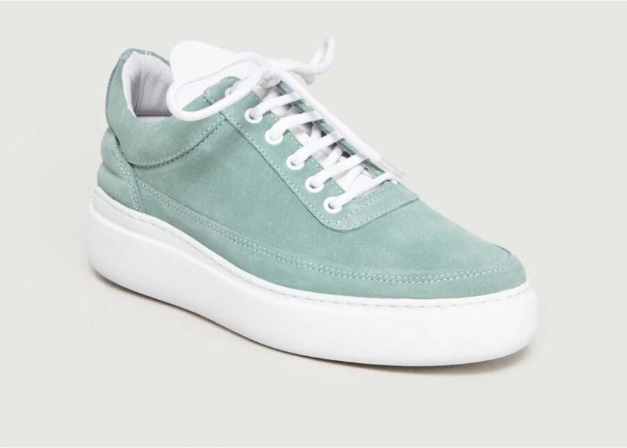 Filling Pieces Poederblauwe Suède Sleehak Sneakers Green Dames