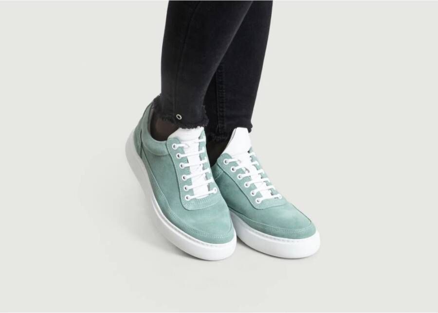 Filling Pieces Poederblauwe Suède Sleehak Sneakers Green Dames