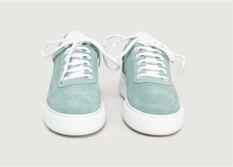 Filling Pieces Poederblauwe Suède Sleehak Sneakers Green Dames