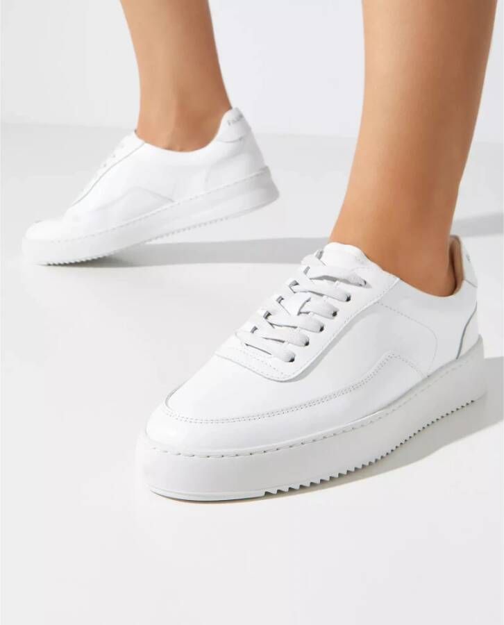 Filling Pieces Witte Leren Sneakers Klassieke Ronde Neus White Dames