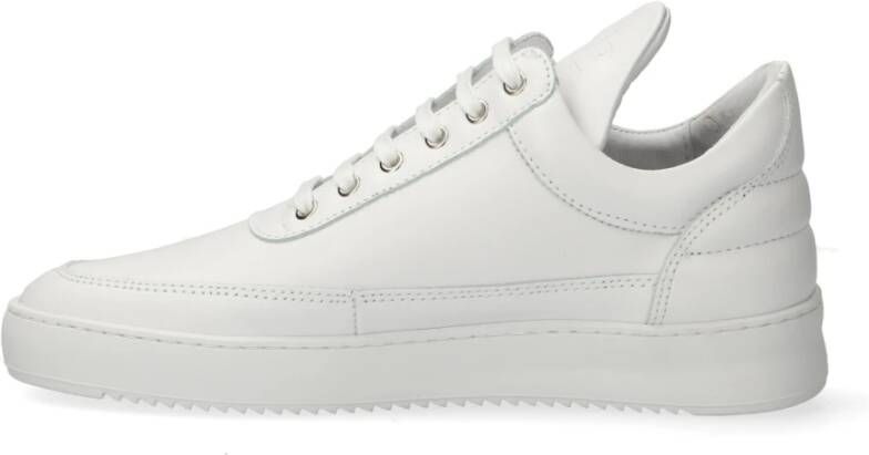 Filling Pieces Witte leren sneakers met geribbelde rubberen zool White Heren