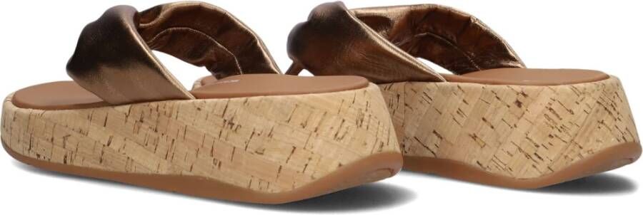 FitFlop Bronzen Leren Slippers voor Dames Brown Dames