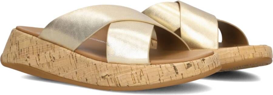 FitFlop Gouden Leren Slippers voor Dames Yellow Dames