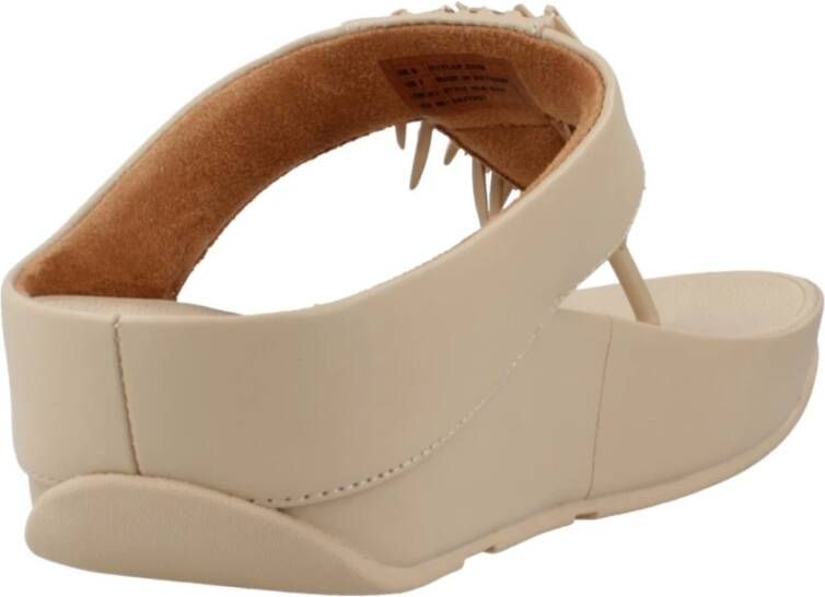 FitFlop Kralen Lederen Teen Flip Flops Beige Dames