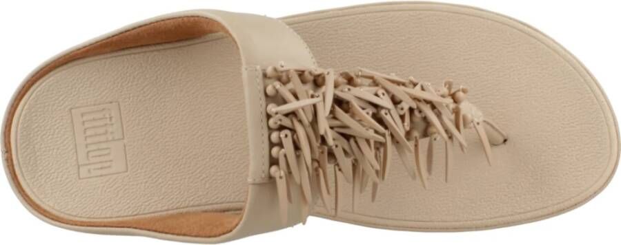 FitFlop Kralen Lederen Teen Flip Flops Beige Dames