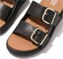 FitFlop Buckle Two-bar Leather Slides Zwart Vrouw - Thumbnail 4