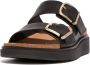 FitFlop Buckle Two-bar Leather Slides Zwart Vrouw - Thumbnail 5