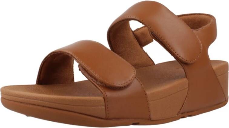 FitFlop Verstelbare Leren Platte Sandalen Brown Dames