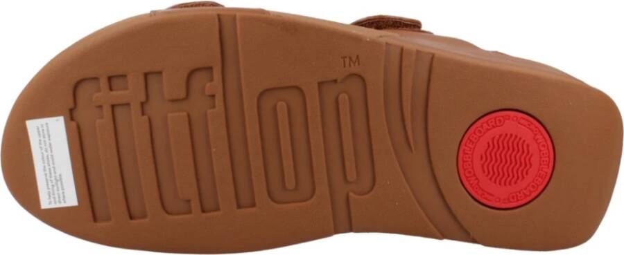 FitFlop Verstelbare Leren Platte Sandalen Brown Dames