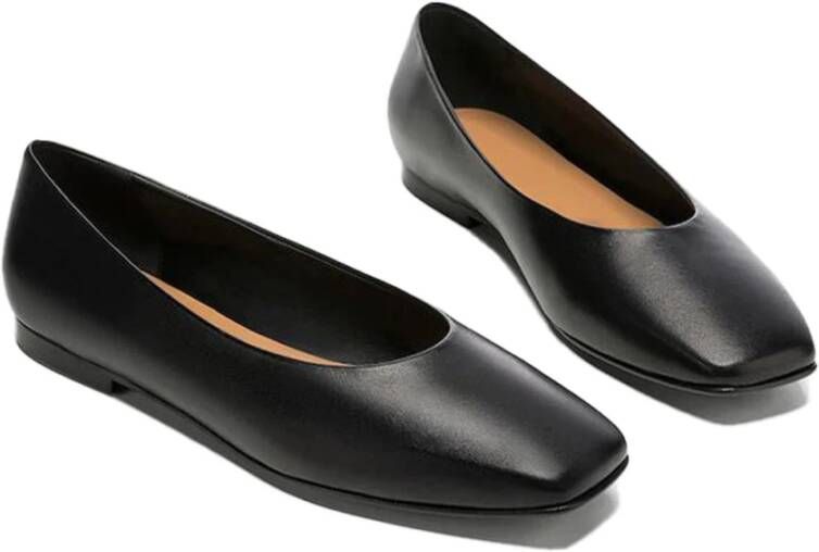 Flattered Square Toe Ballet Flats Black Dames