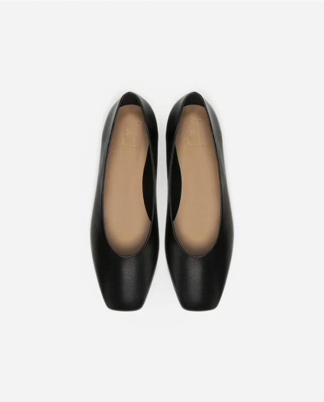 Flattered Square Toe Ballet Flats Black Dames