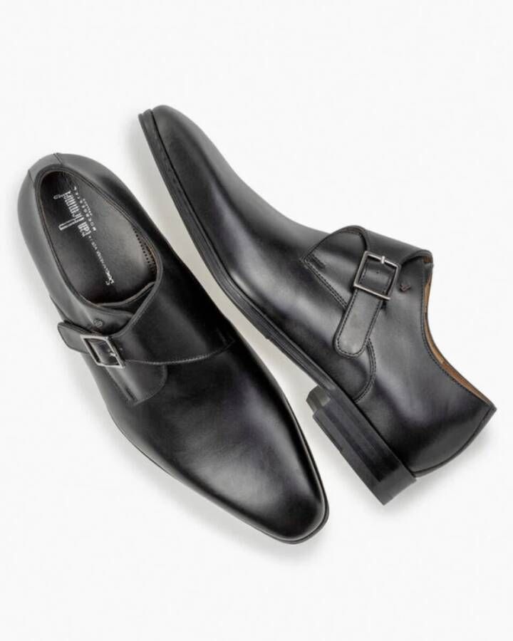 Floris van Bommel Elegante Zwarte Leren Veterschoenen Black Heren