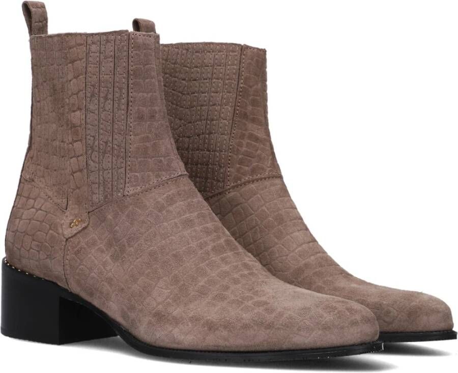 Floris van Bommel Evi 01.12 Enkellaarzen Taupe Suède Beige Dames