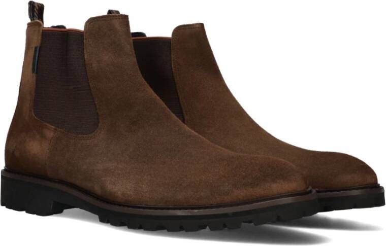 Floris van Bommel Taupe Suede Chelsea Boots Sfm-60018 Brown Heren