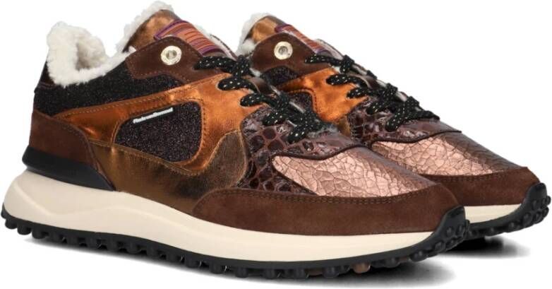 Floris van Bommel Noppi Lage Sneakers Dames Bruin Brown Dames