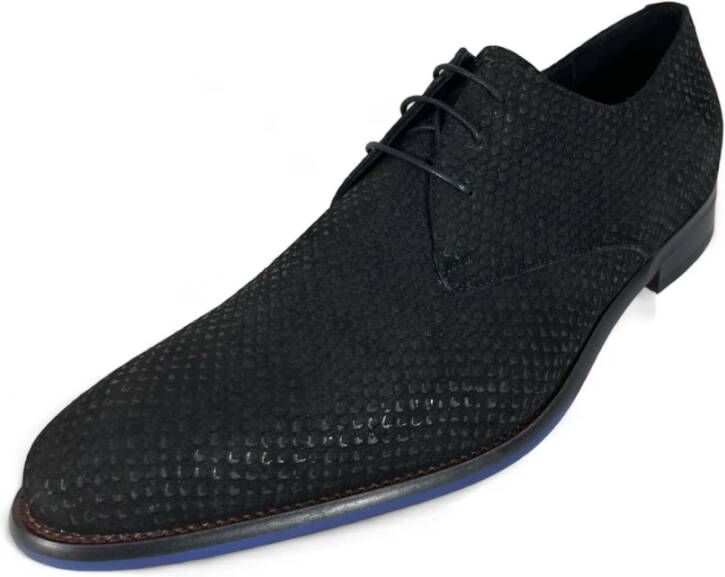 Van Bommel Elegante Business Veterschoenen Reptielpatroon Black Heren