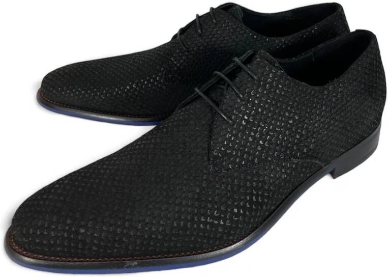 Van Bommel Elegante Business Veterschoenen Reptielpatroon Black Heren