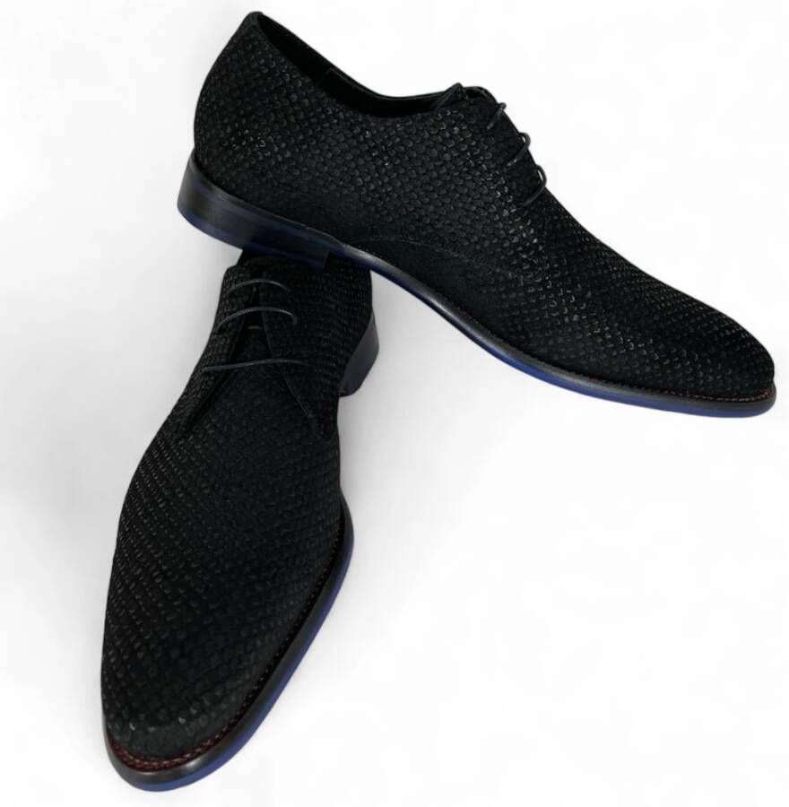 Van Bommel Elegante Business Veterschoenen Reptielpatroon Black Heren