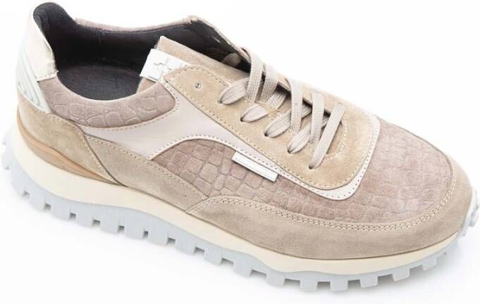 Van Bommel Taupe Suède Leren Sneaker Beige Dames