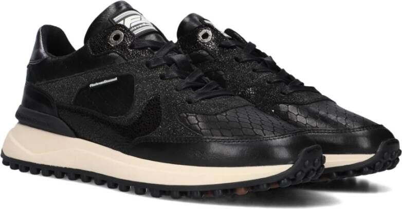 Floris van Bommel Zwarte lage sneakers met uniek design Black Dames