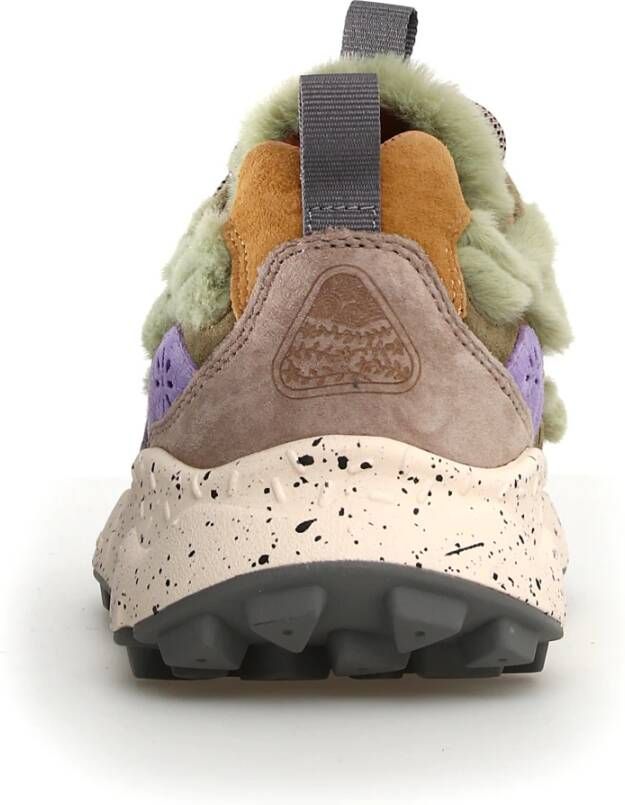 Flower Mountain Eco-Fur Sneakers met Suede Inserts Multicolor Dames