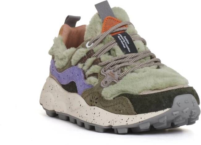 Flower Mountain Groene Bont Paarse Sneakers Vrouwen Multicolor Dames