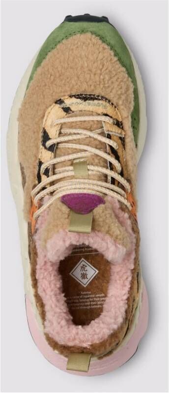 Flower Mountain Kleurrijke Shearling Sneakers met Kurken Binnenzool Multicolor Dames