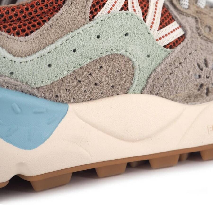 Flower Mountain Kleurrijke Technische Sneaker Lichtgewicht Rubberen Zool Brown Heren