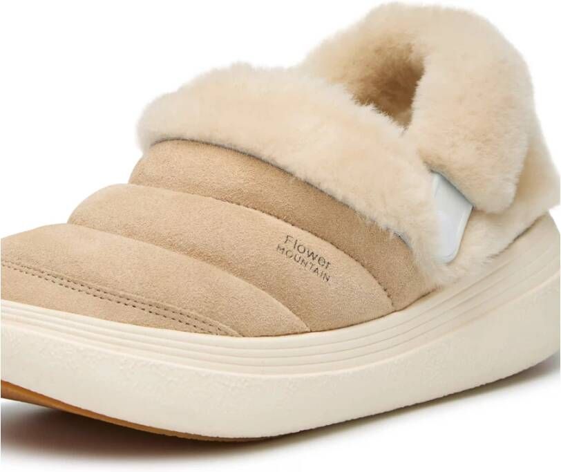 Flower Mountain Leather and wool sneakers Fami Slipper Woman Beige Dames