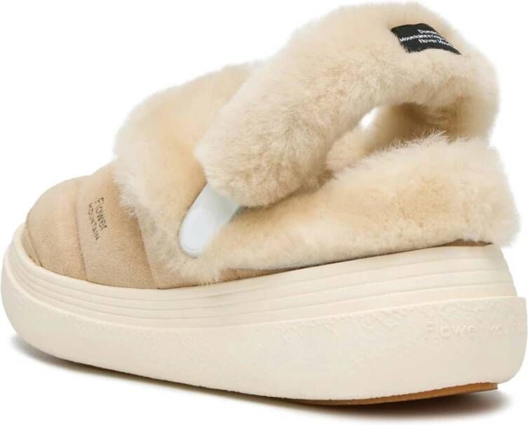 Flower Mountain Leather and wool sneakers Fami Slipper Woman Beige Dames