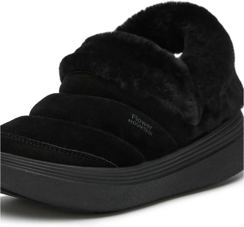 Flower Mountain Leather and wool sneakers Fami Slipper Woman Black Dames