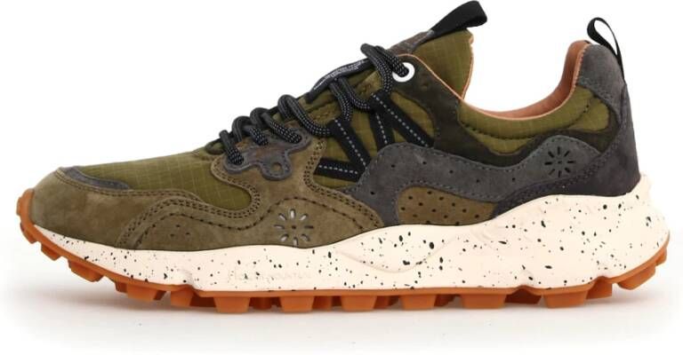 Flower Mountain Militair Grijs Suède Sneakers Green Heren