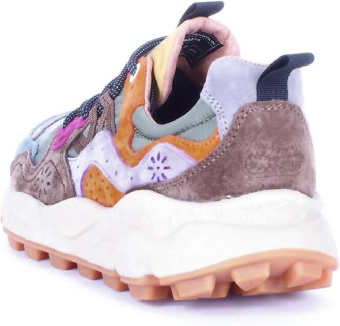 Flower Mountain Logo Sneakers met Suède Details Groen Heren