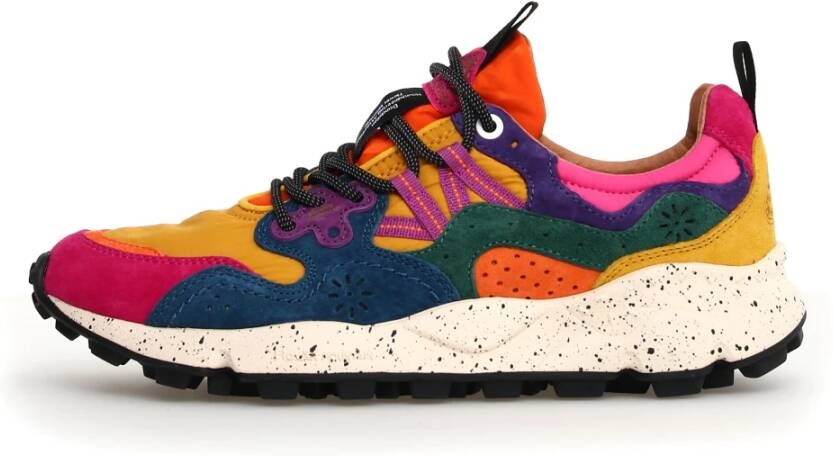 Flower Mountain Sneakers van suède en gewaxt technisch materiaal met kurken inlegzool Multicolor Dames