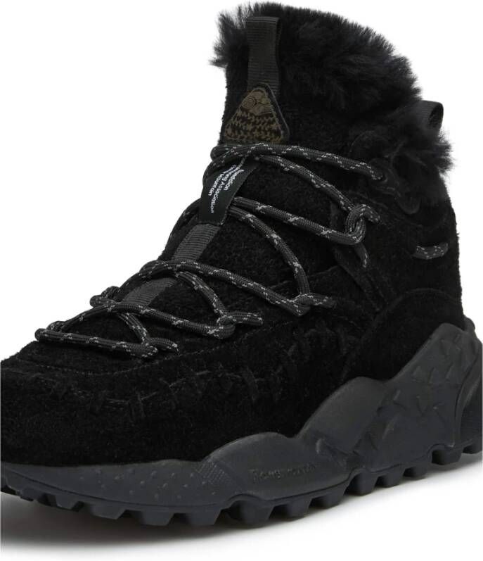 Flower Mountain Suede and wool high-top sneakers Morican UNI Black Unisex