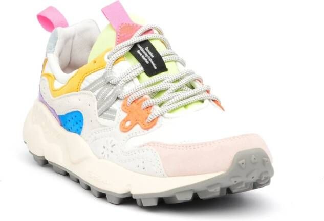 Flower Mountain Witte stoffen sneakers met roze details Multicolor Dames