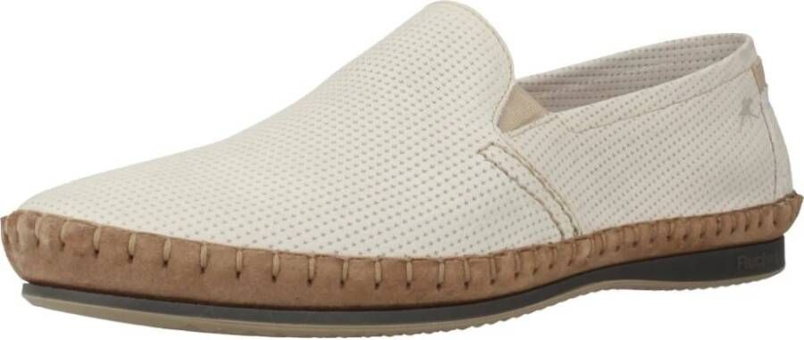 Fluchos Witte Leren Loafers met Geperforeerde Details White Heren