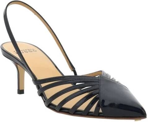 Francesco Russo Lederen pumps Slingback Stiletto Hakken Black Dames