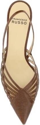 Francesco Russo Leren pumps met stilettohak en handgestikt detail Brown Dames