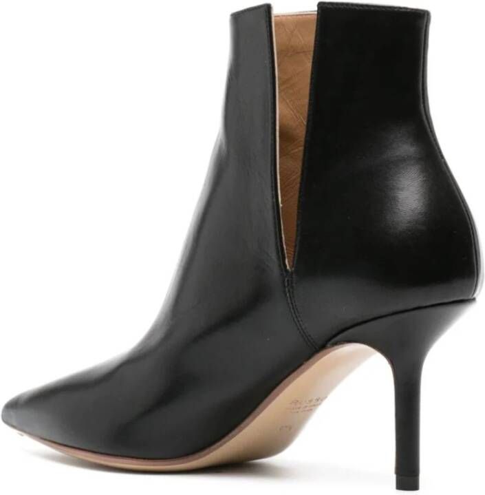 Francesco Russo Luxe Zwarte Leren Hakken Black Dames