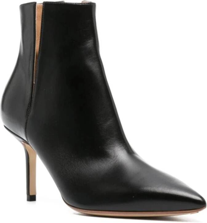 Francesco Russo Luxe Zwarte Leren Hakken Black Dames