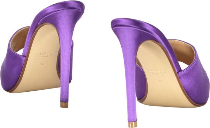 Francesco Russo Puntige Neus Leren Muiltjes Stiletto Hak Purple Dames