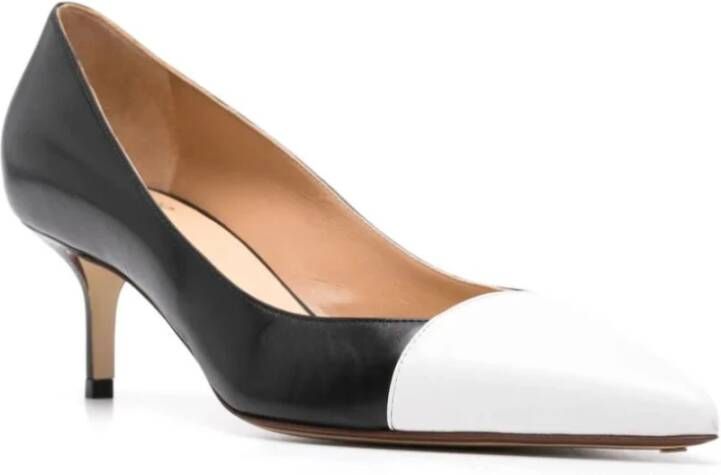 Francesco Russo Wit Zwart Leren Pumps Black Dames