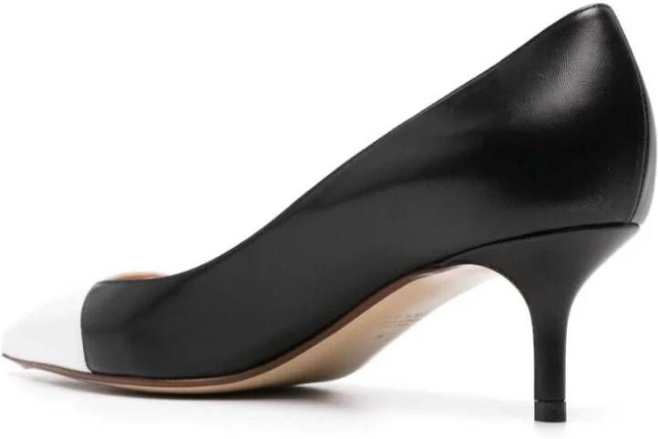 Francesco Russo Wit Zwart Leren Pumps Black Dames