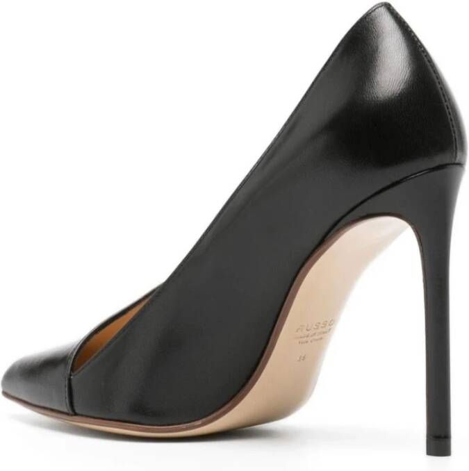 Francesco Russo Zwarte Leren Asymmetrische Pumps Black Dames