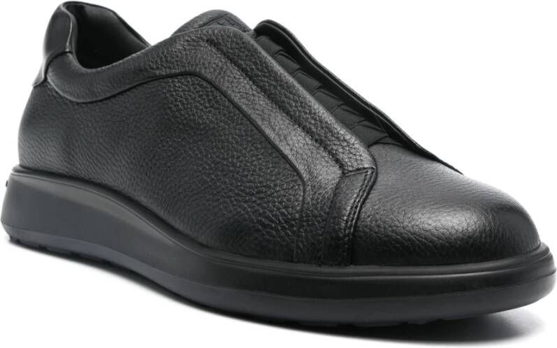 Fratelli Rossetti Italiaanse leren sneakers met rubberen zool Black Heren